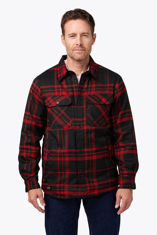 Heated Flannel Jacket Men's - Red by Fieldsheer