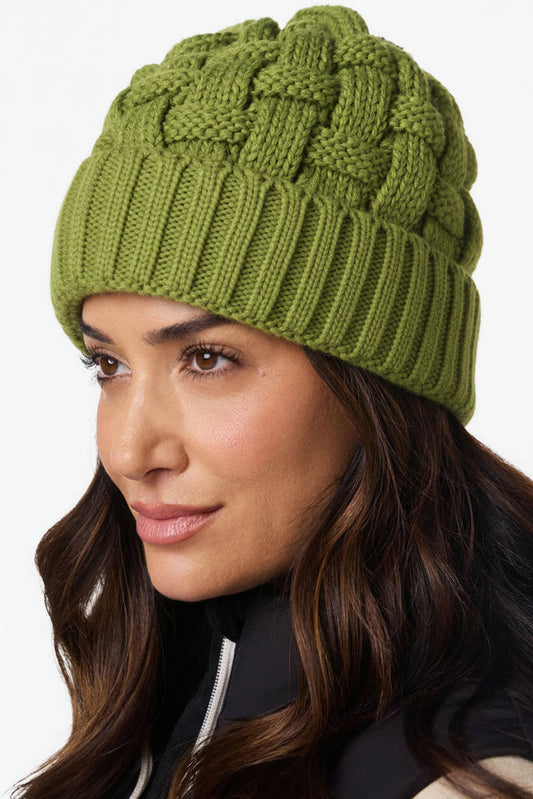 Heated Cable Knit Beanie - Green by Fieldsheer
