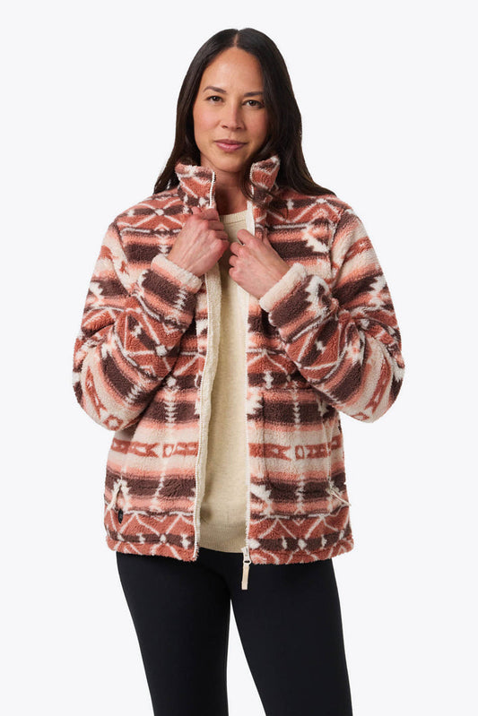 Upland High-Pile Printed Long Jacket Women's - Clay Aztec by Fieldsheer