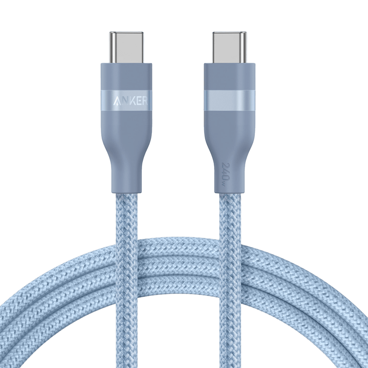 Anker USB-C to USB-C Cable (3 ft / 6 ft, 240W, Upcycled-Braided) 6 ft / Ice Lake Blue