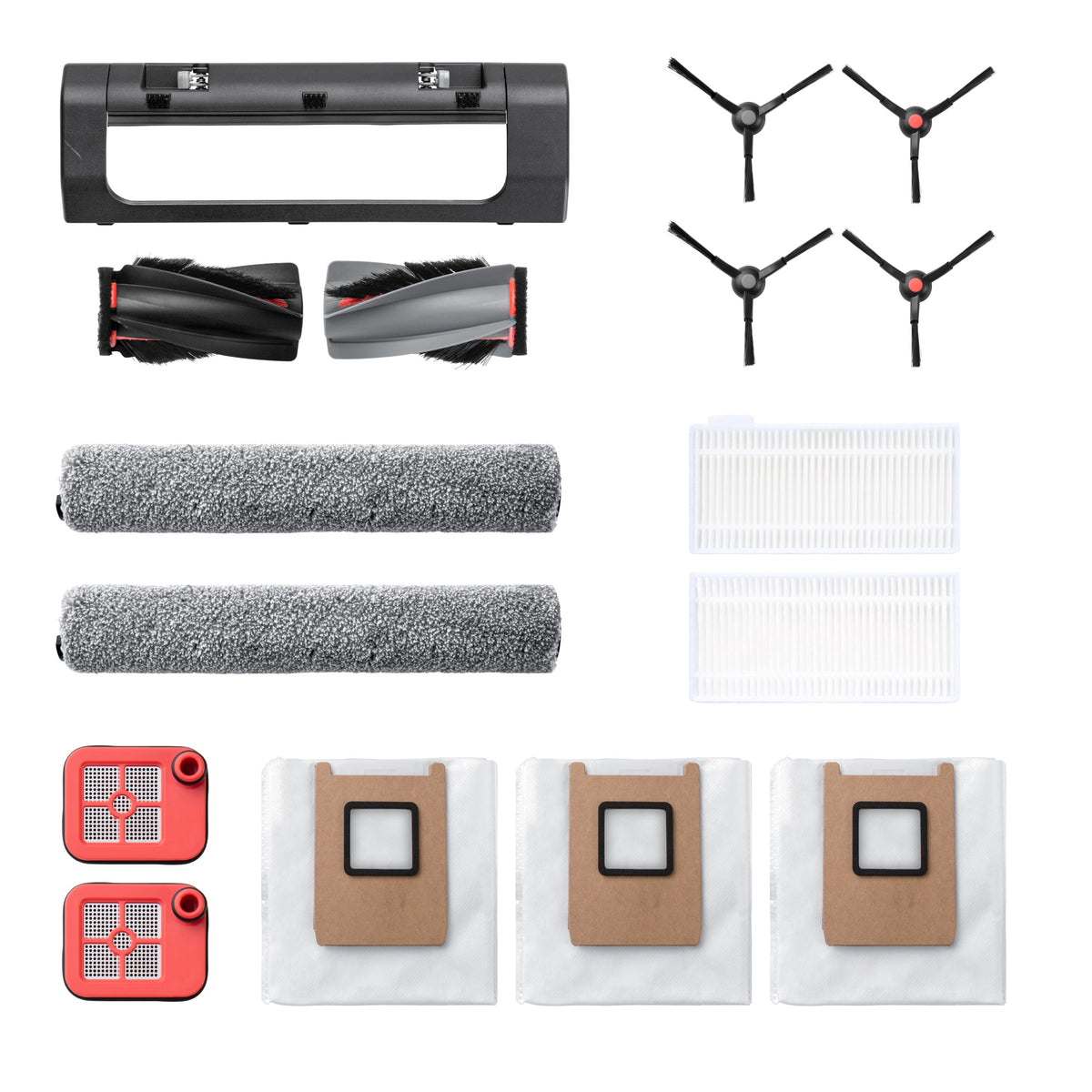 eufy Replacement Kit for C28, Side Brush ×2, Dirty Water Tank Filter ×2, Roller Brush and Brush Guard ×1, Dust Bag ×3, Roller Mop ×2, Replacement Filter ×2