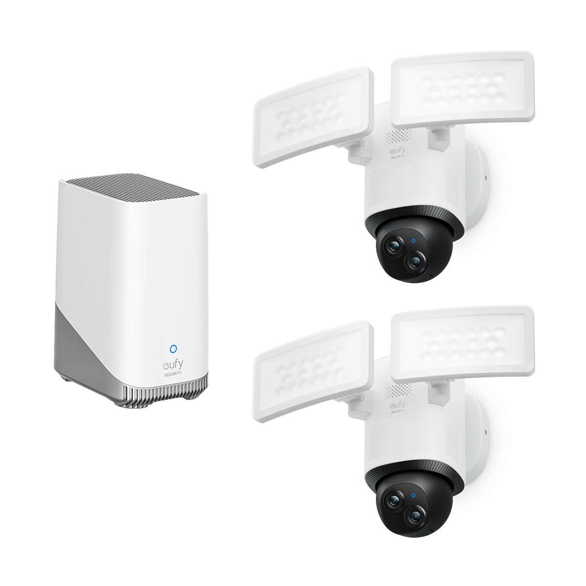 Floodlight Camera E340 (2-Cam Pack) + eufy HomeBase™ S380 White