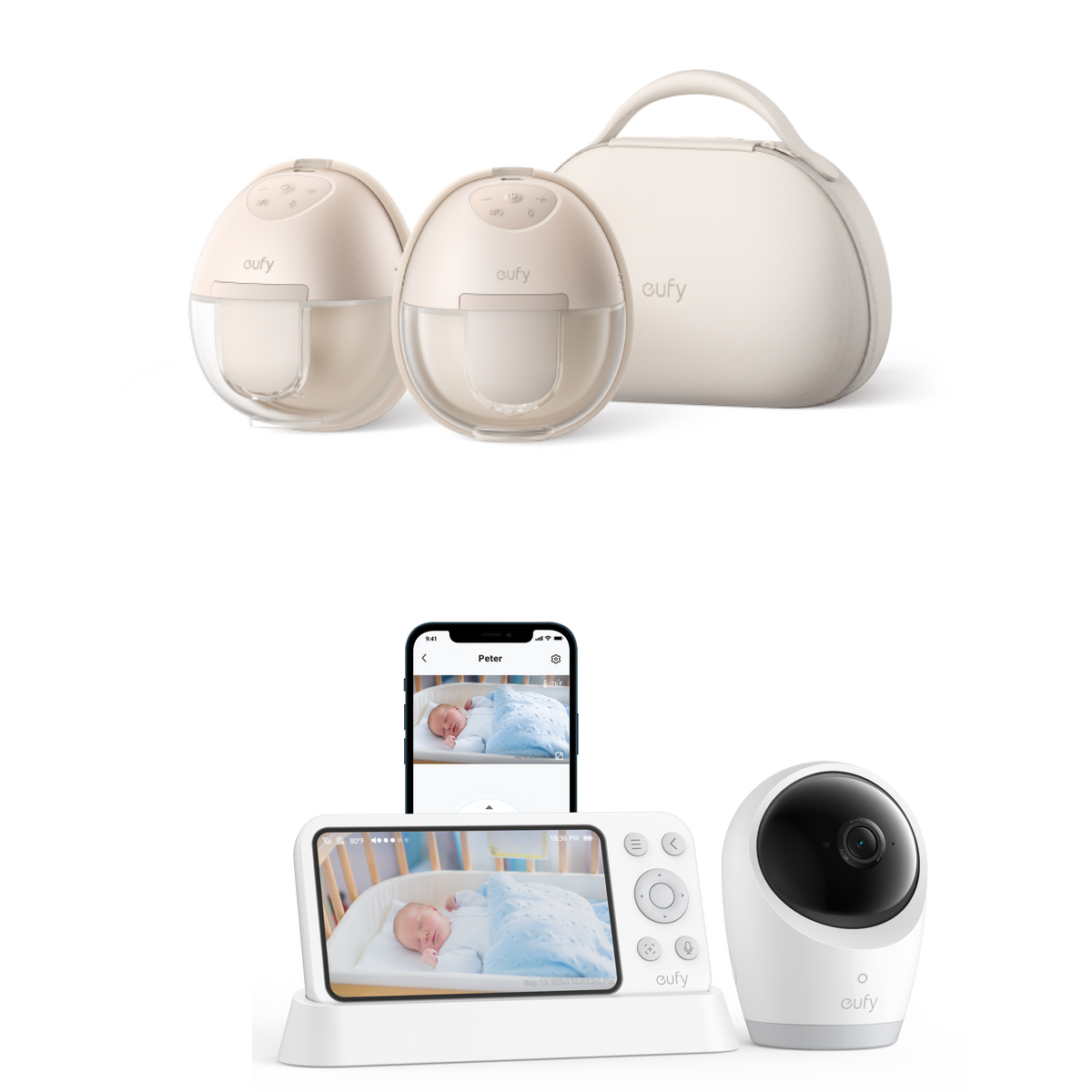 eufy Breast Pump S1 Pro & Baby Monitor E21 White