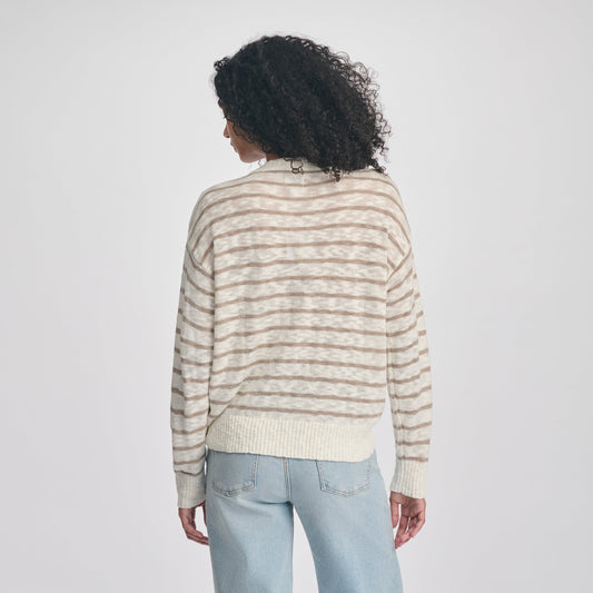 Eddie Bauer Women's Slub Stripe Crew Neck Sweater alternate view 1
