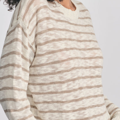 Eddie Bauer Women's Slub Stripe Crew Neck Sweater alternate view 2
