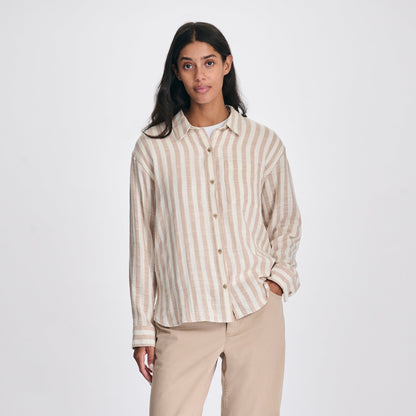 Eddie Bauer Women's Woven Stripe Cotton Long Sleeve Shirt alternate view 3