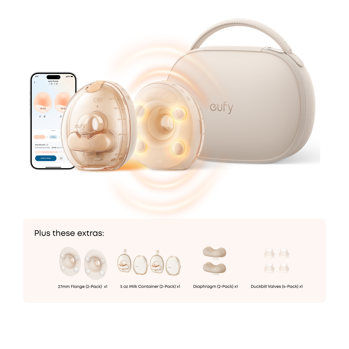 eufy Wearable Breast Pump S2 Pro Essential Kit (5 oz Milk Container+ 27 mm Flange) eufy Wearable Breast Pump S2 Pro