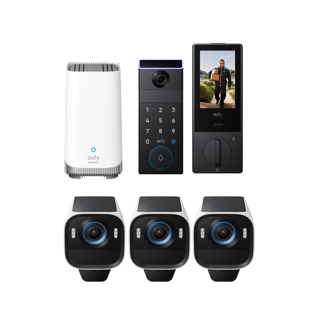 eufyCam S3 Pro 3-Cam Kit + FamiLock S3 Max White
